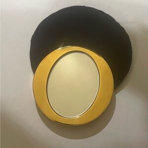 Vintage Christian Dior Luxurious Blue Velvet Pouch and Gold Tone Mirror